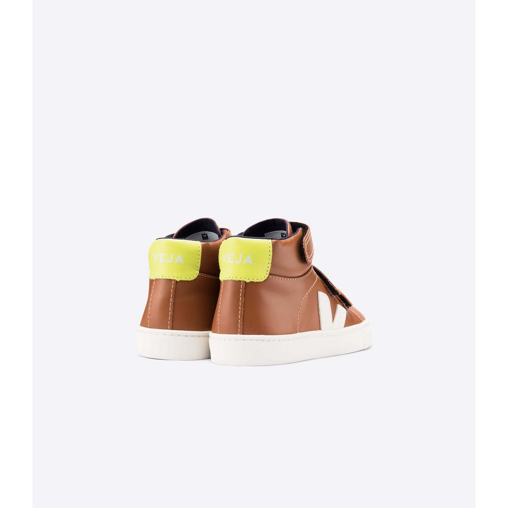 Veja ESPLAR MID LEATHER Kids' High Tops Coffee | CA 678AHK